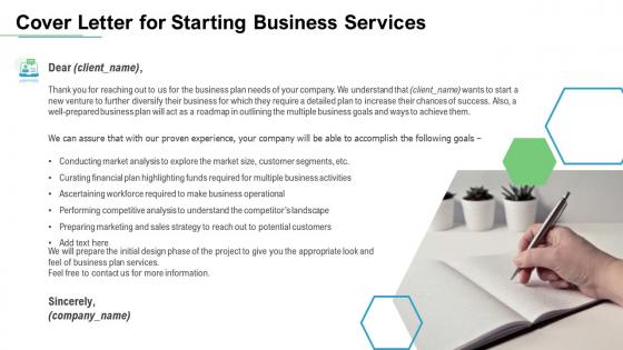 Cover letter for starting business services ppt slides template