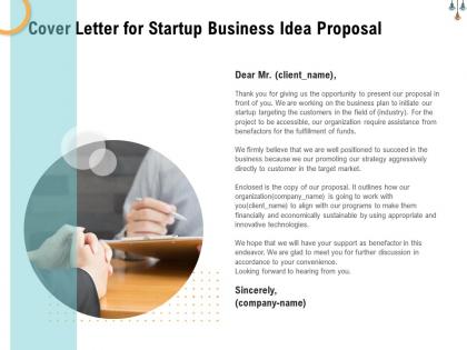 Cover letter for startup business idea proposal ppt powerpoint presentation portfolio files