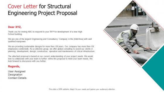 Cover letter for structural engineering project proposal ppt slides ideas