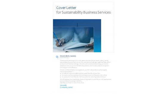 Cover Letter For Sustainability Business Services One Pager Sample Example Document