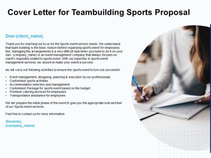 Cover letter for teambuilding sports proposal ppt powerpoint presentation infographic