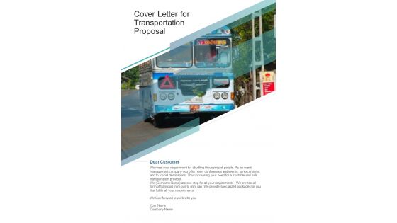 Cover Letter For Transportation Proposal One Pager Sample Example Document