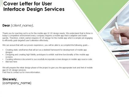 Cover letter for user interface design services ppt powerpoint presentation portfolio