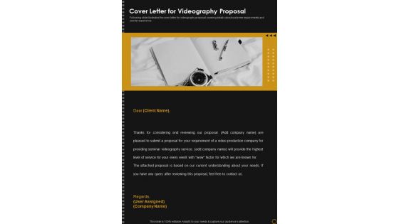 Cover Letter For Videography Proposal One Pager Sample Example Document