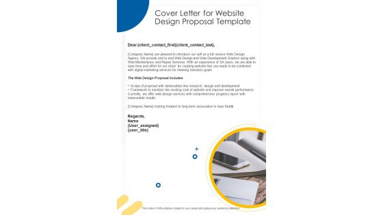 Cover Letter For Website Design Proposal Template One Pager Sample Example Document