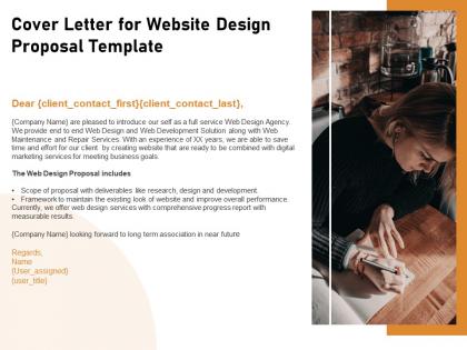 Cover letter for website design proposal template ppt powerpoint show display