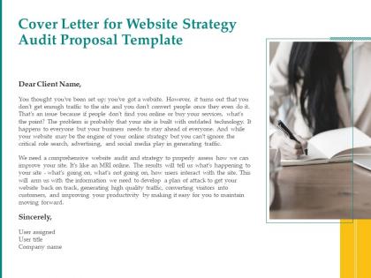 Cover letter for website strategy audit proposal template ppt powerpoint deck