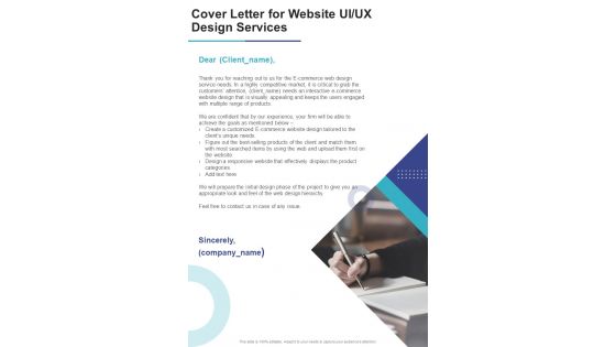 Cover Letter For Website UI UX Design Services One Pager Sample Example Document