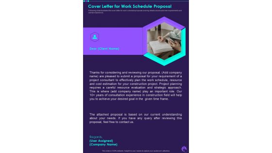Cover Letter For Work Schedule Proposal One Pager Sample Example Document