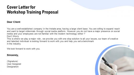 Cover letter for workshop training proposal ppt powerpoint presentation show
