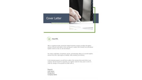 Cover Letter Logistics Service Proposal Template One Pager Sample Example Document