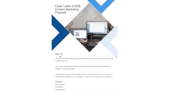 Cover Letter Of B2B Content Marketing Proposal One Pager Sample Example Document