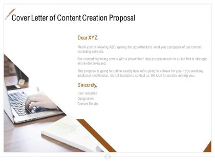 Cover letter of content creation proposal ppt powerpoint presentation show outline