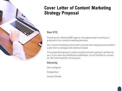 Cover letter of content marketing strategy proposal ppt powerpoint presentation model file formats