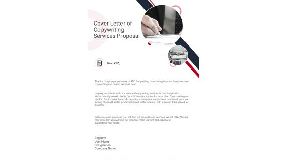 Cover Letter Of Copywriting Services Proposal One Pager Sample Example Document
