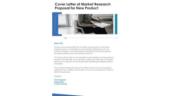 Cover Letter Of Market Research Proposal For New Product One Pager Sample Example Document