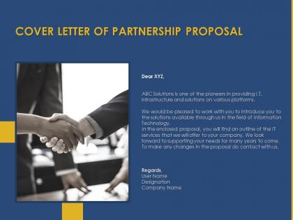Cover letter of partnership proposal ppt powerpoint presentation show