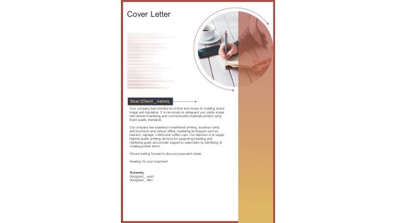 Cover Letter Printing Proposal Template One Pager Sample Example Document