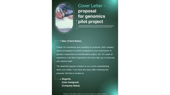 Cover Letter Proposal For Genomics Pilot Project One Pager Sample Example Document