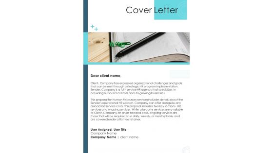 Cover Letter Proposal For Human Resource Outsourcing One Pager Sample Example Document