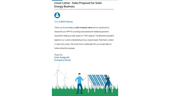 Cover Letter Sales Proposal For Solar Energy Business One Pager Sample Example Document
