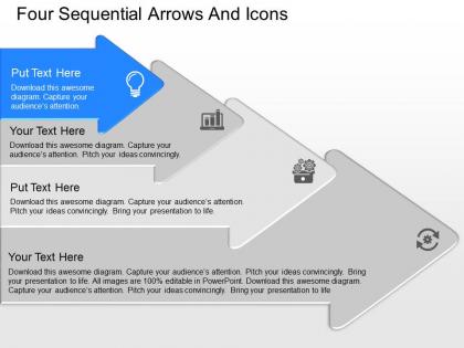 Cp four sequential arrows and icons powerpoint template