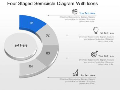 Cq four staged semicircle diagram with icons powerpoint template