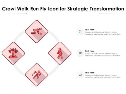 Crawl walk run fly icon for strategic transformation