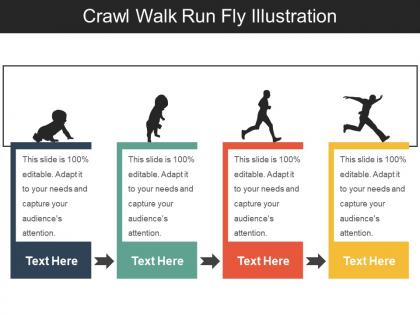 Crawl walk run fly illustration
