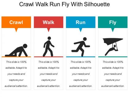 Crawl walk run fly with silhouette