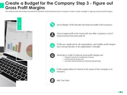 Create a budget for the company step 3 figure out gross profit margins ppt gallery deck
