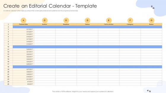 Create An Editorial Calendar Template Consumer Lifecycle Marketing And Planning