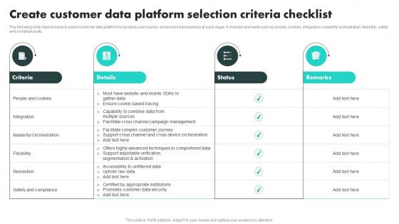 Create Customer Data Platform Selection Criteria Checklist Customer Data Platform Adoption Process
