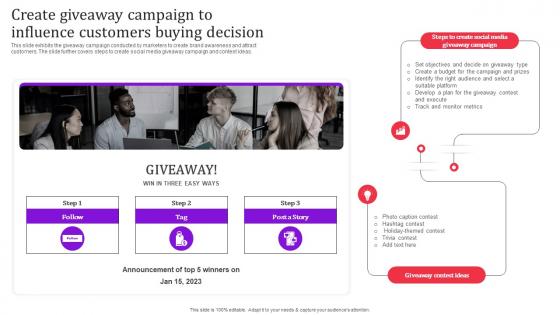 Create Giveaway Campaign To Influence Direct Response Advertising Techniques MKT SS V