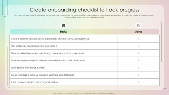 Create Onboarding Checklist To Track Progress Customer Onboarding Journey Process