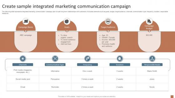 Create Sample Integrated Marketing Integrated Marketing Communication MKT SS V