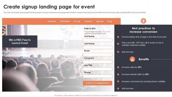 Create Signup Landing Page For Event Planning For New Product Launch