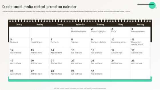 Create Social Media Content Promotion Calendar Integrated Marketing Communication MKT SS V