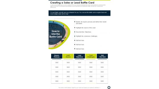 Creating A Sales Or Lead Battle Card One Pager Sample Example Document