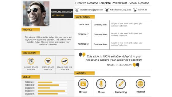 Creative resume template powerpoint visual resume