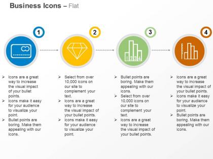 Credit card diamond bar chart diagram ppt icons graphics