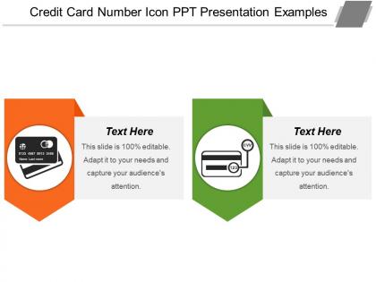 Credit card number icon ppt presentation examples