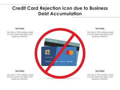 Credit card rejection icon due to business debt accumulation