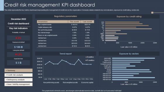 Credit Risk Management Kpi Dashboard Erm Program Ppt Show Visual Aids