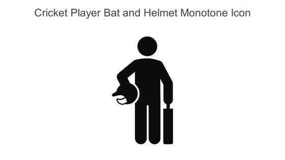 Cricket Player Bat And Helmet Monotone Icon In Powerpoint Pptx Png And Editable Eps Format