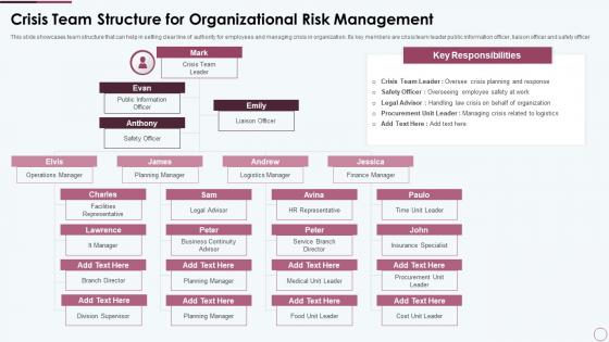 Crisis Team Structure For Organizational Risk Management
