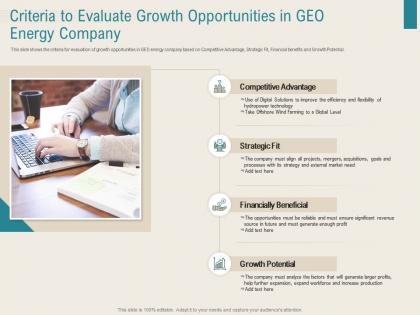 Criteria to evaluate growth opportunities in geo energy company renewable energy sector ppt image