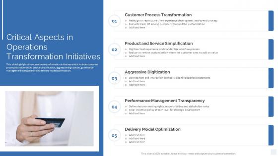Critical Aspects In Operations Transformation Initiatives Strategy To Transform Banking Operations Model