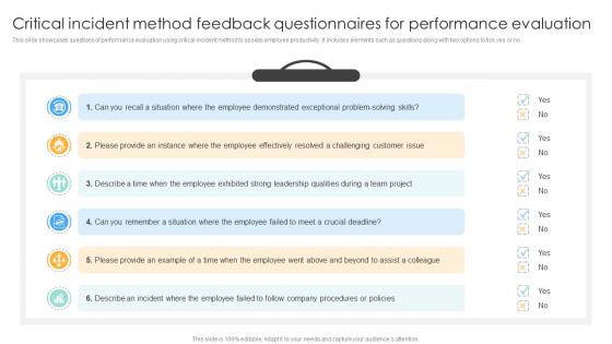 Critical Incident Method Feedback Questionnaires For Performance Evaluation Strategies For Employee