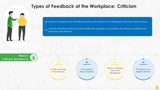 Criticism As A Type Of Workplace Feedback Training Ppt